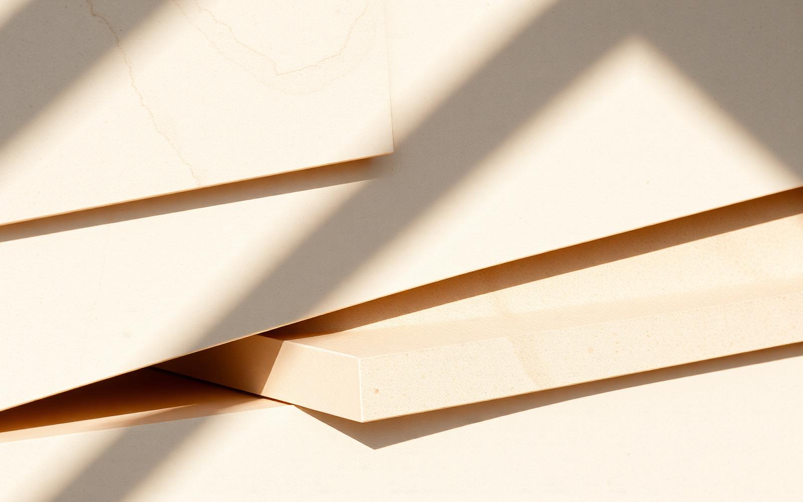 Stacked documents in raking light